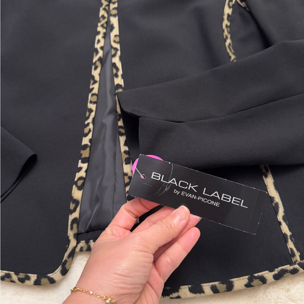 Black Leopard Trim Women's Jacket - Picture 5 of 11